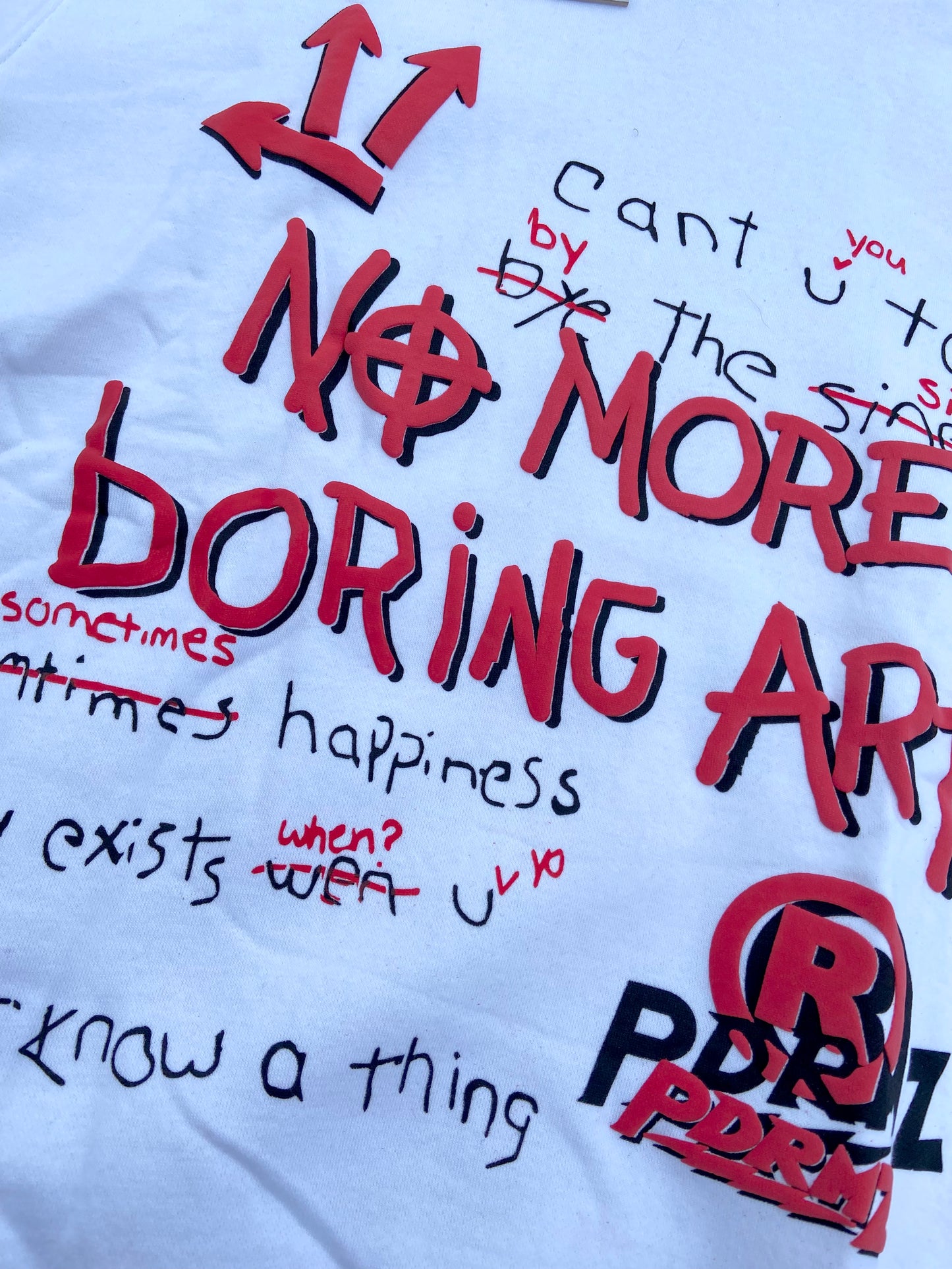 “No More Boring Art” White Pullover Hoodie