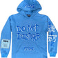 “Do Not Disturb” Baby Blue Patchwork Hoodie