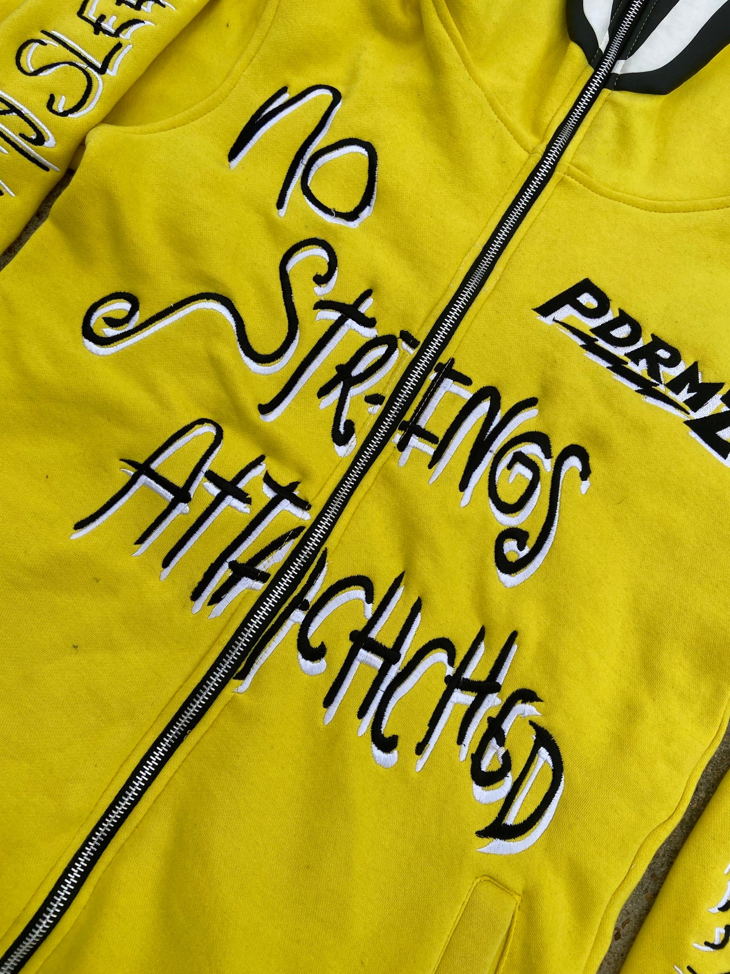 "No Strings Attached" Yellow Full Zip Hoodie