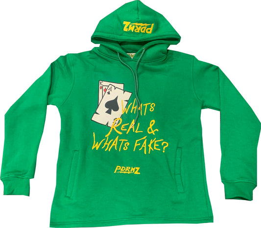 “Whats Real & What's Fake” Green Pullover Hoodie
