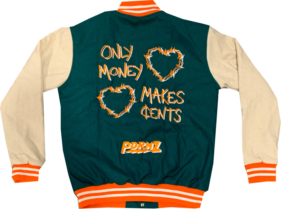 "Only Money Makes Cents" Two-Tone Varsity Jacket