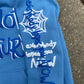 “Do Not Disturb” Baby Blue Patchwork Hoodie