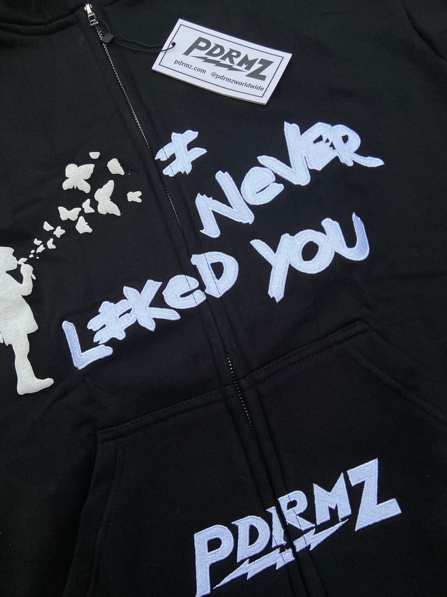 “I Never Liked You” Black Horned Full-Zip Hoodie