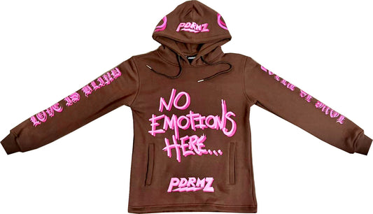 “No Emotions Here..." Brown Pullover Hoodie