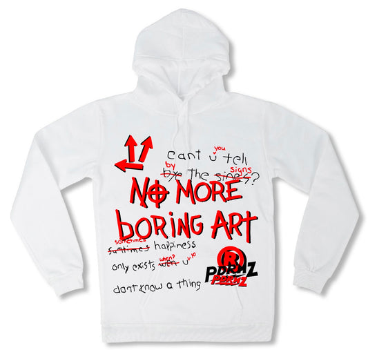 “No More Boring Art” White Pullover Hoodie