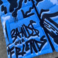 “Luck Is Not Real" Baby Blue Graffiti Puffer Jacket