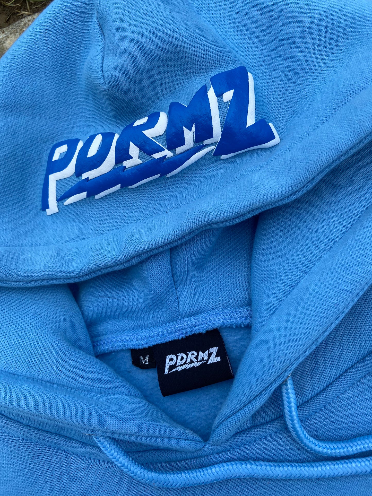 “Do Not Disturb” Baby Blue Patchwork Hoodie