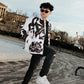 “Luck Is Not Real" White Graffiti Puffer Jacket