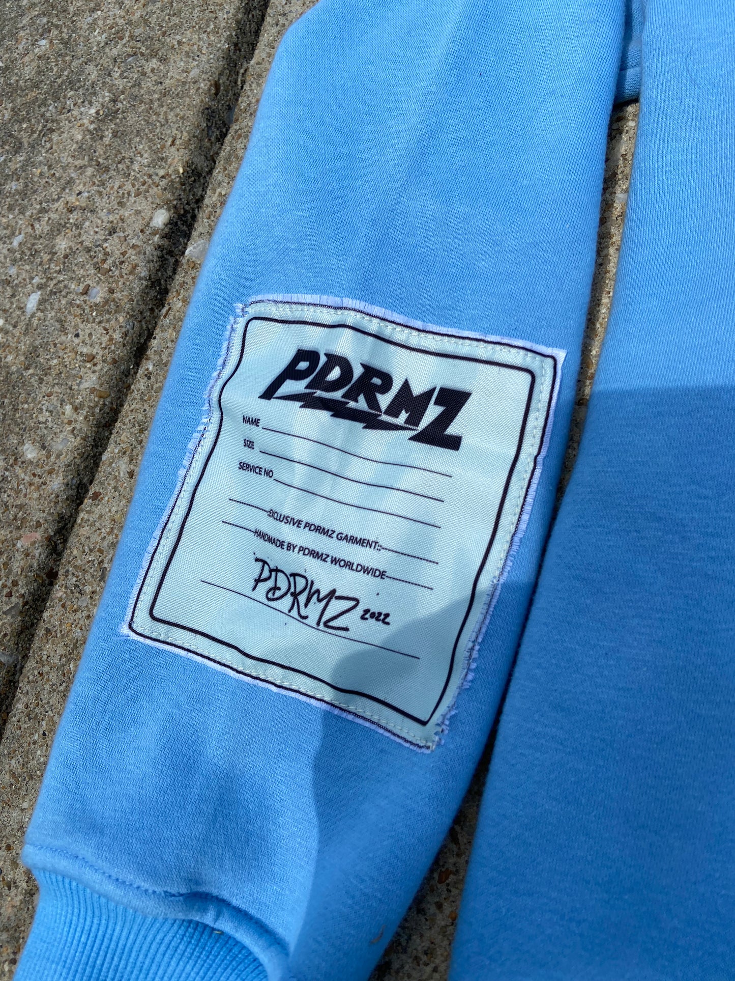 “Do Not Disturb” Baby Blue Patchwork Hoodie