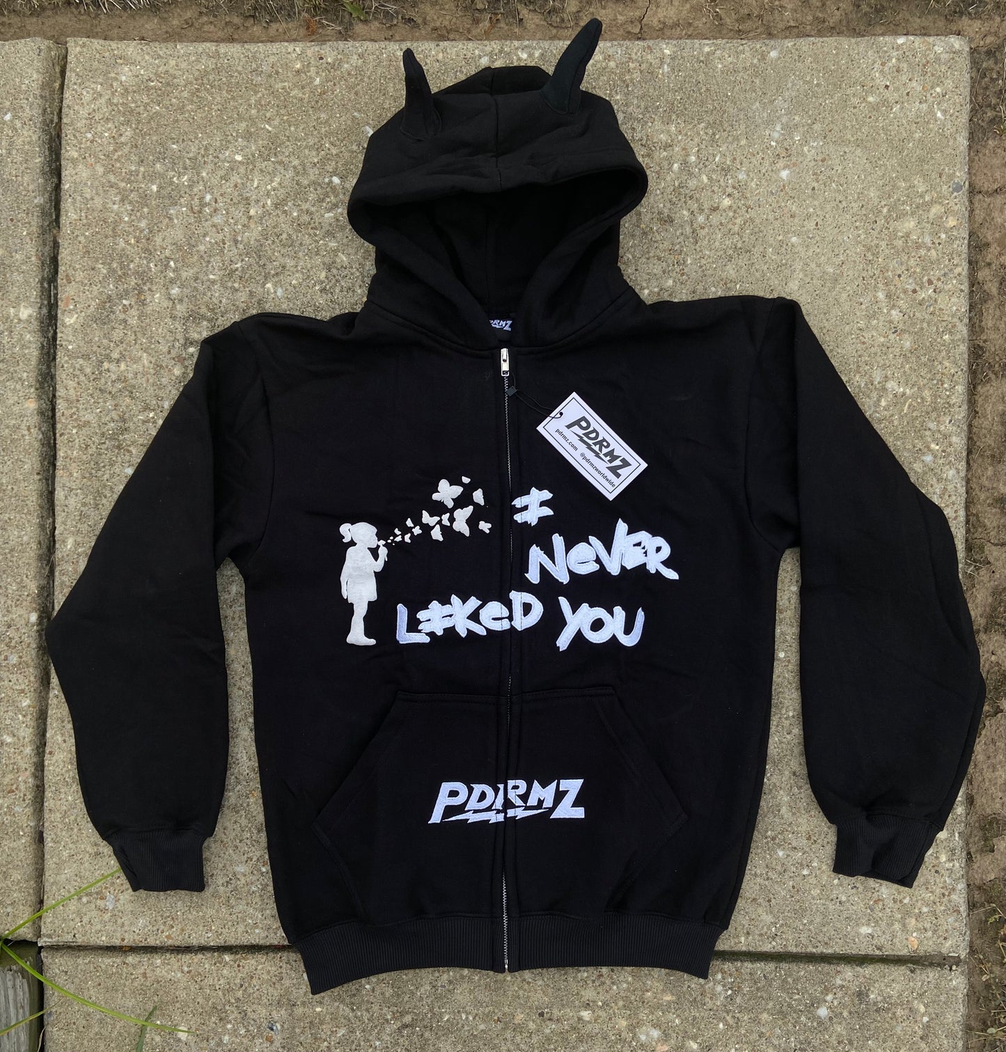 “I Never Liked You” Black Horned Full-Zip Hoodie